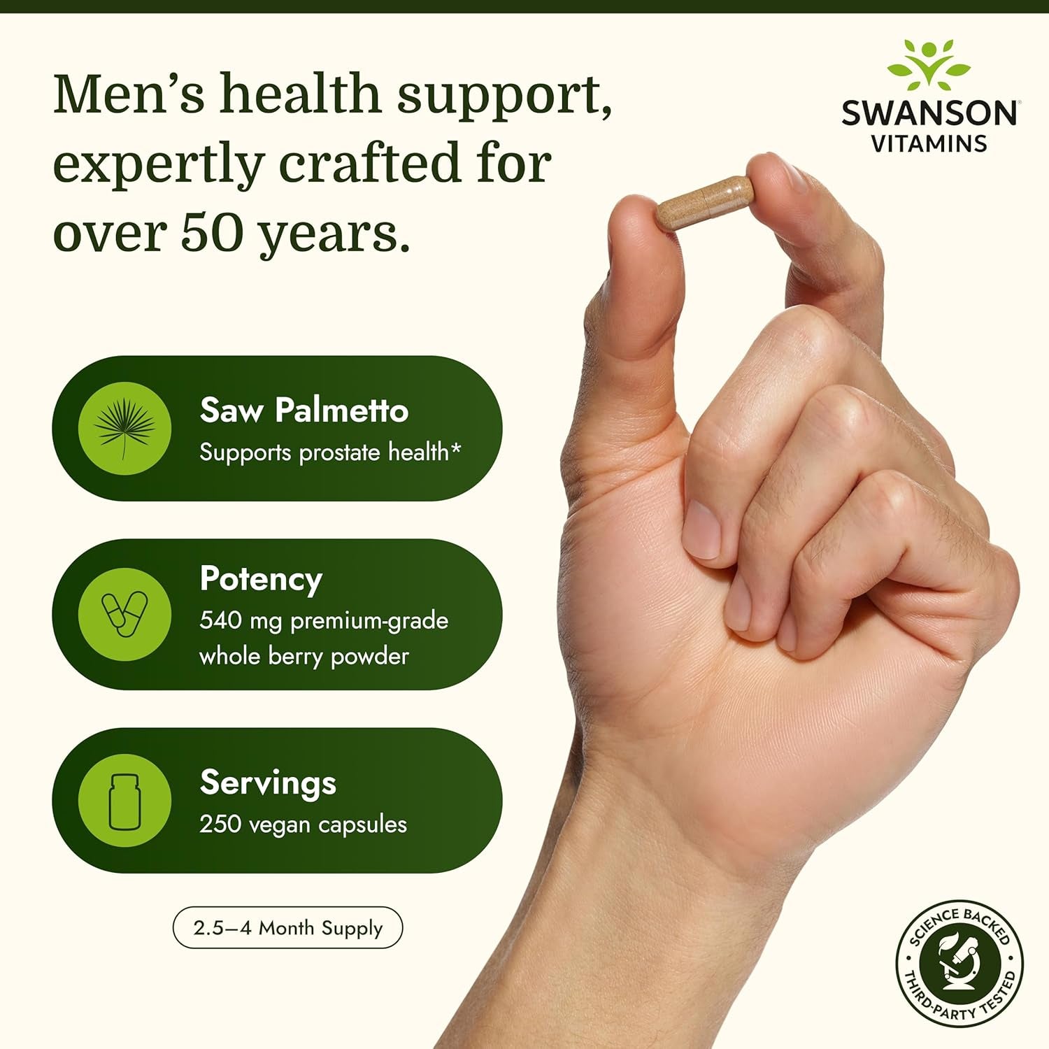 Saw Palmetto - Herbal Supplement Promoting Male Prostate Health Support - Natural Hair Supplement & Urinary Health Support - 540 Mg 250 Capsules