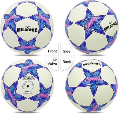 Soccer Ball, Glow in the Dark Soccer Ball Size 3/4 / 5 with Pump, Glowing Luminious Soccer Balls Gifts for Boys, Girls, Men, Women Indoor-Outdoor Soccer Training